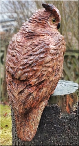 eule holz motorsäge kettensäge schnitzen kettesägenkunst motorsägenkunst